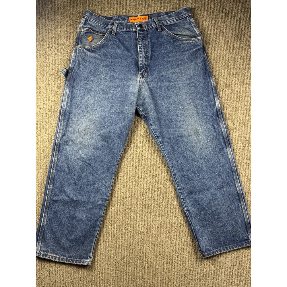 Wrangler Mens 38x30 FR Jeans Riggs Workwear Carpenter 100% Cotton Denim